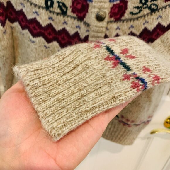 Vintage Eddie Bauer Norwegian Cardigan Sweater Norway Size Medium - Picture 6 of 10